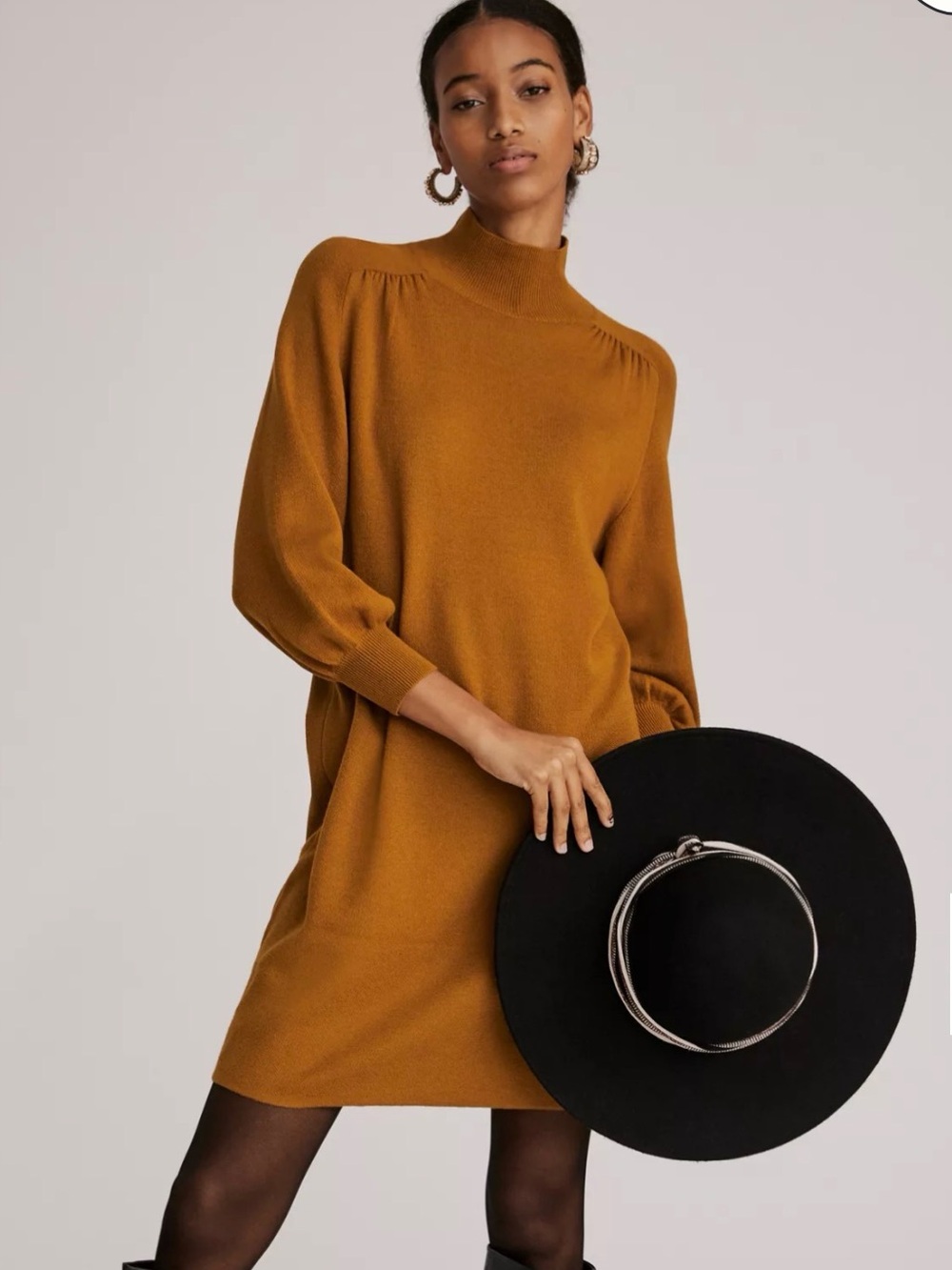 Anthropologie Maeve Mock Neck Sweater Tunic Dress cotton blend